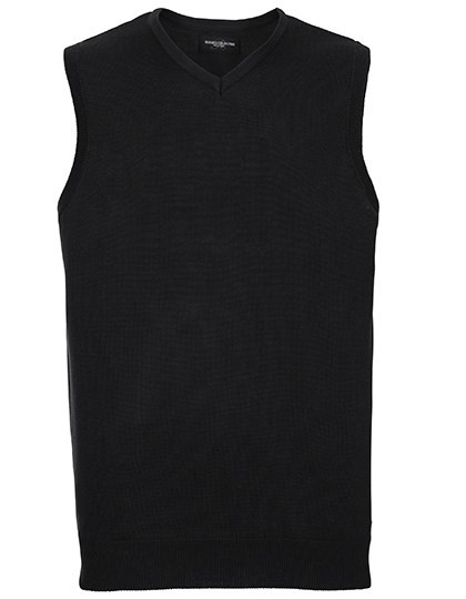 Russell Collection - Men's V-Neck Sleeveless Knitted Pullover