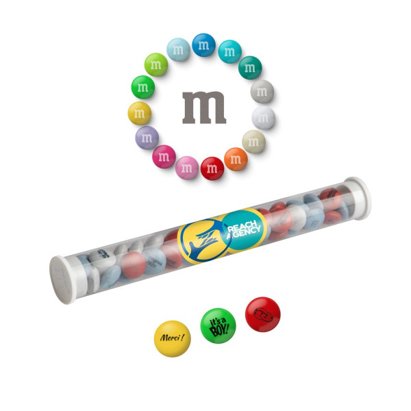 Koker met bedrukte M&M's